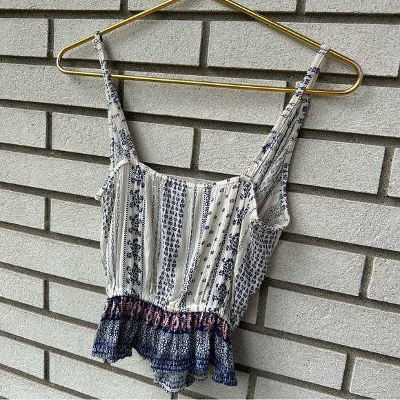 Angie Boho Floral Print Ruffle Hem Surplice Peplum Top Adjustable Straps S - Picture 7 of 8